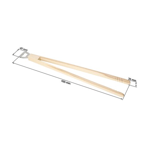 Holz-Grillzange "Opener" mit Kapselheber, 43 cm