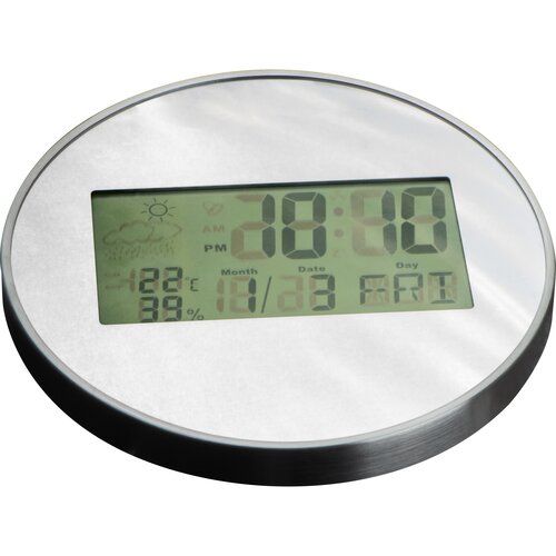 Verspiegelte Wanduhr mit Digitaldisplay