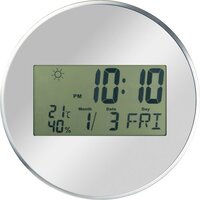 Verspiegelte Wanduhr mit Digitaldisplay