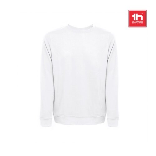 THC COLOMBO WH. Sweatshirt (unisex) aus italienischem Frottee ohne Krempel. Weiße Farbe