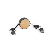 RUBINS 6-in-1-USB-Kabel ausziehbar aus Recyceltes ABS 100 rABS und Bambus