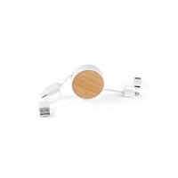 RUBINS 6-in-1-USB-Kabel ausziehbar aus Recyceltes ABS 100 rABS und Bambus