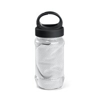 ARTX PLUS. Sporthandtuch aus Polyamid und Polyester mit Flasche (440 mL) aus PP und PET und einem integrierten Karabinerhaken am Deckel