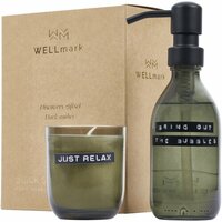 Wellmark Discovery Seifenspender und Duftkerze dunkler Bernstein-Set 200 ml Seifenspender und 150 g Duftkerze