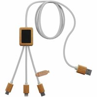 SCXdesign C39 3-in-1-Ladekabel aus rPET mit Leuchtlogo und Bambusgehäuse