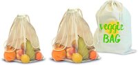 Baumwollbeutel mit einseitigem Nylon-Netz und doppeltem Kordelzug - 150 gm - 30 x 40 cm