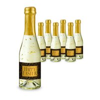 Geschenkartikel  Präsentartikel Hasengold - 6 x Goldflockentraum Piccolo 02 l - Flasche klar Kapsel gold