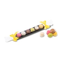 Geschenkartikel  Präsentartikel Macaron-Stange mit Schleifen - sechs bunte Macarons 60 g