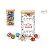 Geschenkset  Präsenteset Lindor Team-Glas Frohe Weihnachten mit 35 Lindt Lindorkugeln