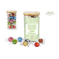 Geschenkset  Präsenteset Lindor Team-Glas Frohe Ostern mit 35 Lindt Lindorkugeln