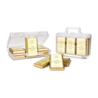 Geschenkartikel  Präsentartikel Goldkoffer mit 12 Goldbarren Edelvollmilch-Schokolade 120 g