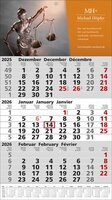3 Monats-Wandkalender Standard 1 Plus 3-sprachig