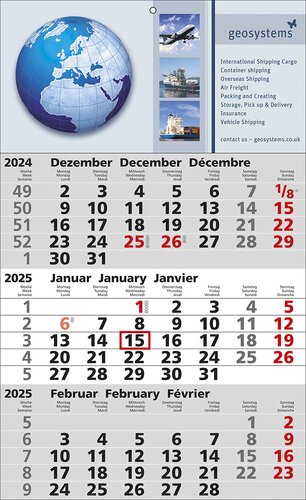 3 Monats-Wandkalender Complete 3 inkl. 4c-Digitaldruck