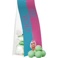 Waldmeister-Brause Bonbons ca 40g Express Blockbodenbeutel mit Werbereiter