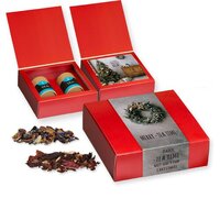 Verschiedene Teesorten Bio und nicht-Bio ca 60-120g Geschenk-Set Premium mit 2 Biologisch abbaubaren Eco Pappdosen Midi